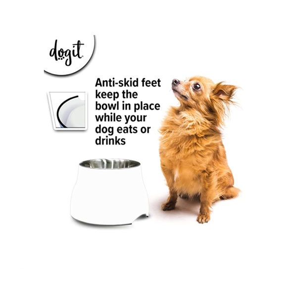 Elevated Dog Bowl Stainless Steel Small White nwt - Picture 2 of 4